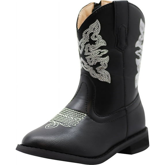 NORTY Boys Girls Western Boots Classic Cowboy Style with Side Zip & Contrast Stitching