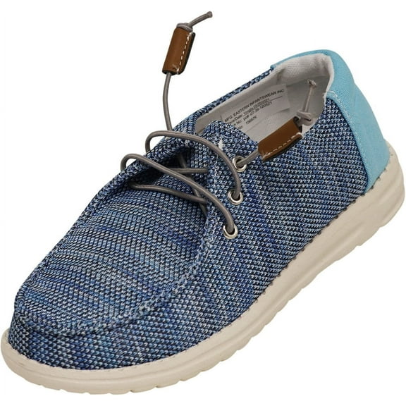 Norty Boys Girls Slip-On Canvas Boat Shoe Lightweight Sole Lace Up Loafer