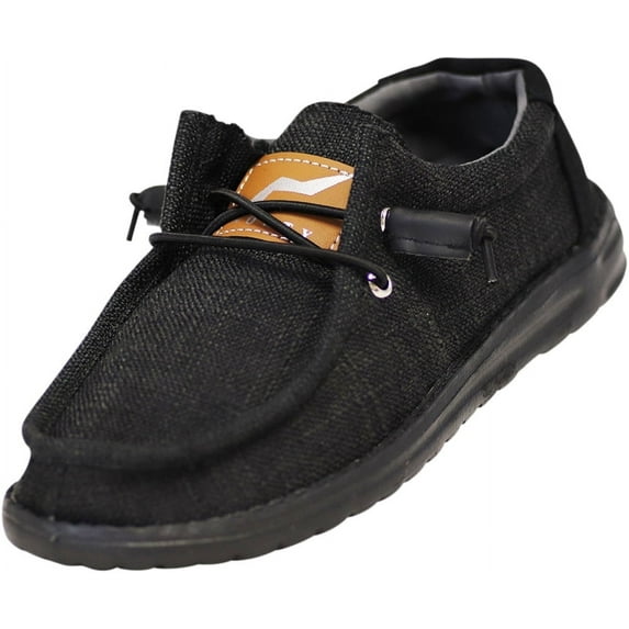 Norty Boys Girls Slip-On Canvas Boat Shoe Lightweight Sole Lace Up Loafer