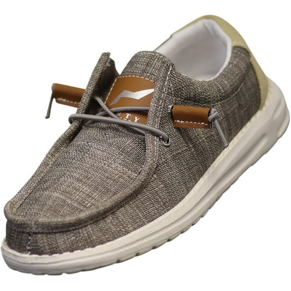 Norty Boys Girls Slip-On Canvas Boat Shoe Lightweight Sole Lace Up Loafer