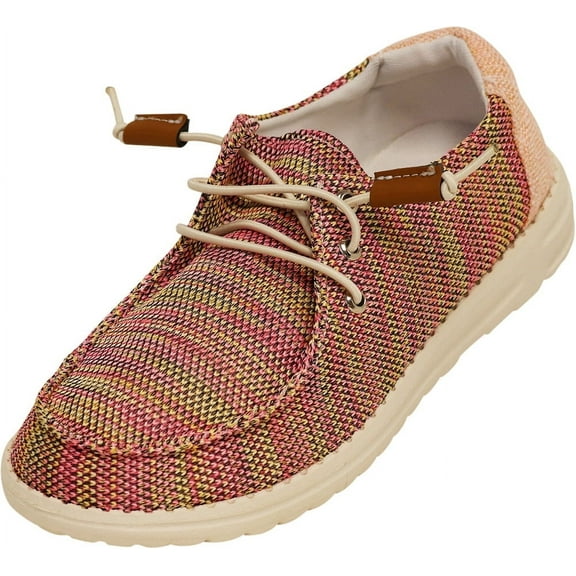 Norty Boys Girls Slip-On Canvas Boat Shoe Lightweight Sole Lace Up Loafer