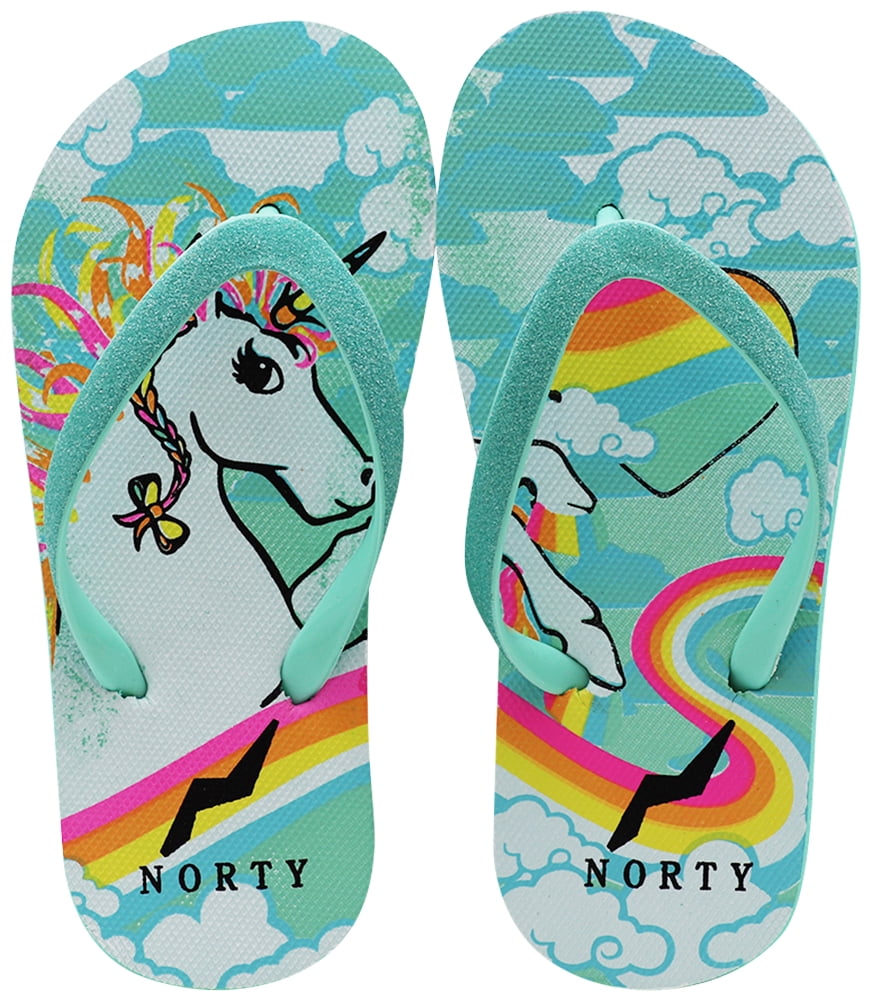 NORTY Girls Flip Flops Female Child Sandals Green Unicorn - Runs 1 Size ...