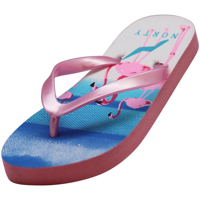 NORTY Girls Flip Flops Female Child Sandals Pink Flamingos - Runs 1 Size Small