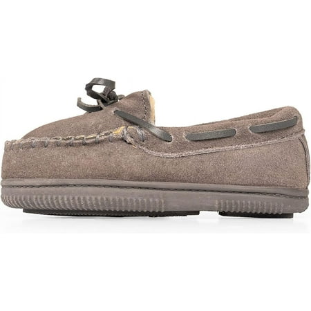 NORTY Kid's Boy Girl Unisex Suede Leather Moccasin Slippers, Flat Heel Medium Moc Toe