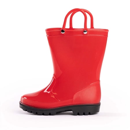 NORTY Kids' Boys Girls Waterproof PVC Rain Boots Easy-On Handles Fun Colors & Prints