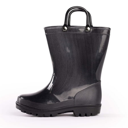 NORTY Kids' Boys Girls Waterproof PVC Rain Boots Easy-On Handles Fun Colors & Prints
