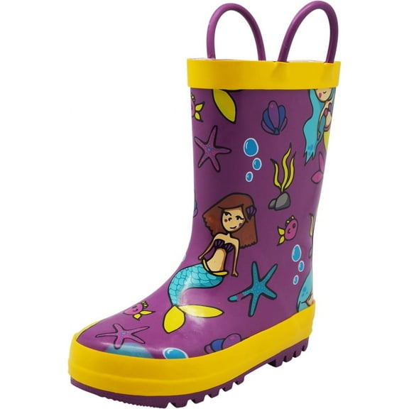NORTY Little Big Kids Boys Girls Unisex Lug Sole Boot Mid-Calf Rubber Rain Boots