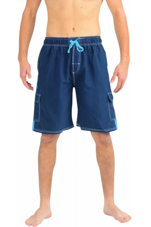 NORTY Men's Quick Dry Swim Trunks Board Shorts with Mesh Lining & Secure Cargo Pockets