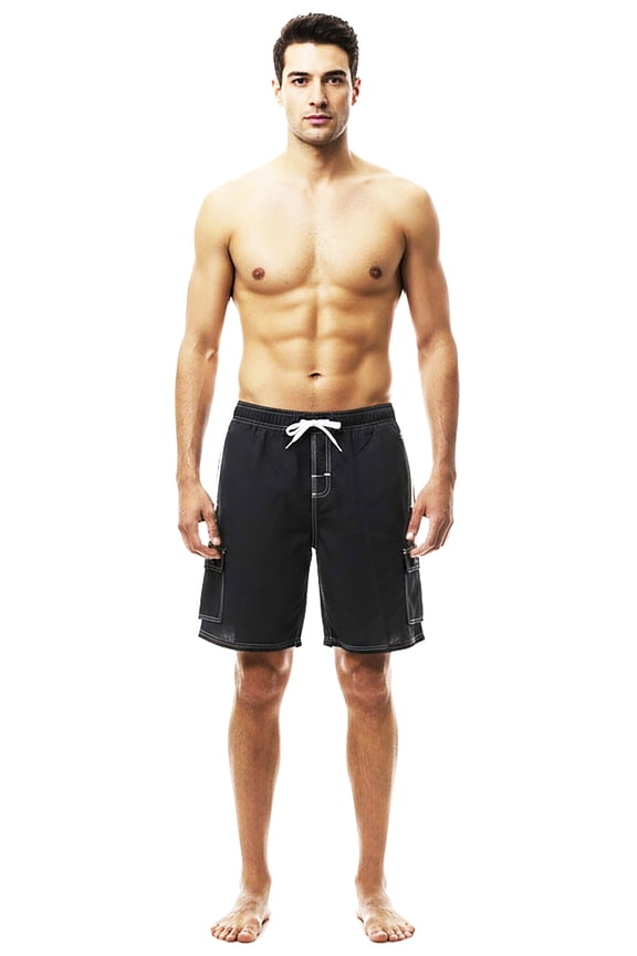NORTY Men's Quick Dry Swim Trunks Board Shorts with Mesh Lining & Secure Cargo Pockets