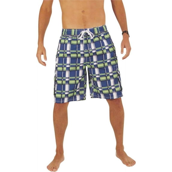 NORTY Men's Quick Dry Swim Trunks Board Shorts with Mesh Lining & Secure Cargo Pockets