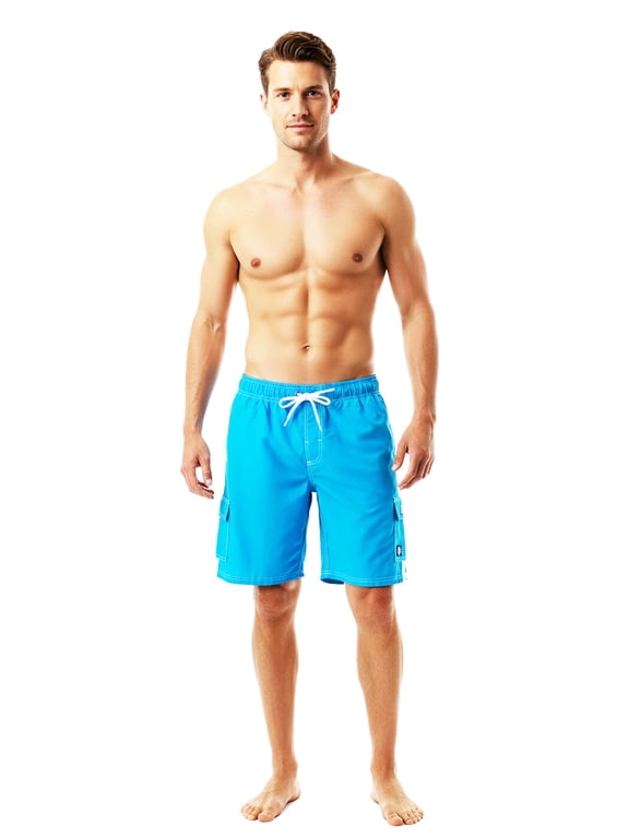 NORTY Men's Quick Dry Swim Trunks Board Shorts with Mesh Lining & Secure Cargo Pockets