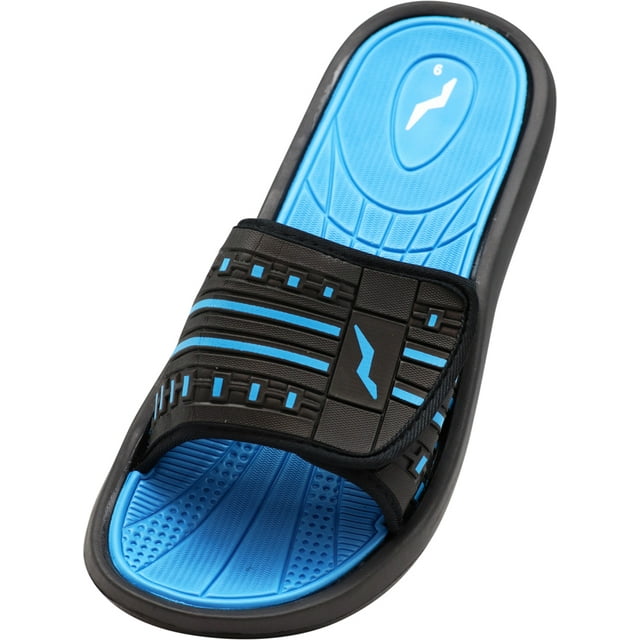 NORTY Mens Adjustable Slide Sandals Adult Male Footbed Sandals Blue ...