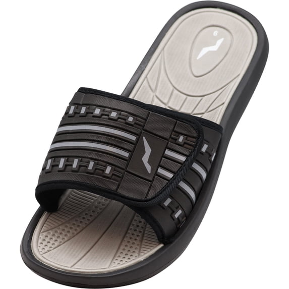 NORTY Men's Fashion Beach, Pool, Casual, Shower Adjustable Strap Slide Sandal 41171-9D(M)US (Grey/Black)