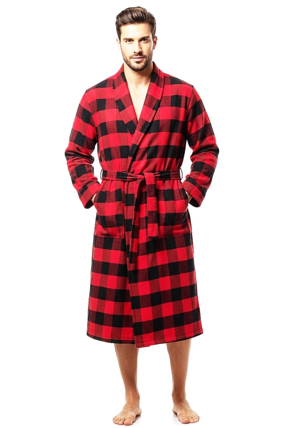 NORTY Mens Bathrobe Soft Brushed Cotton Blend Flannel Bath Robe