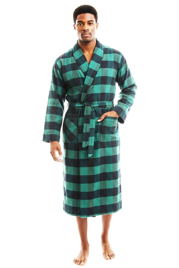 NORTY Mens Bathrobe Soft Brushed Cotton Blend Flannel Bath Robe