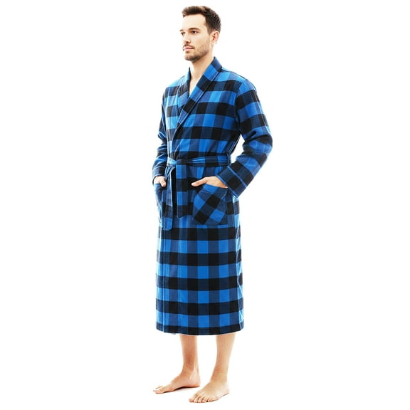 NORTY Mens Bathrobe Soft Brushed Cotton Blend Flannel Bath Robe