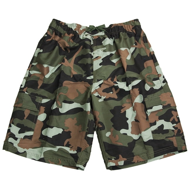 NORTY Mens Camo Cargo Swimsuit Adult Male Boardshorts Green Camo XL