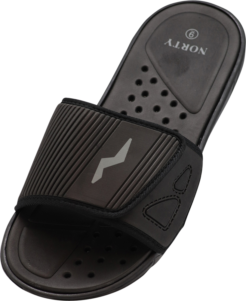 NORTY Mens Drainage Slide Sandals Adult Male Footbed Sandals Black - image 1 of 7
