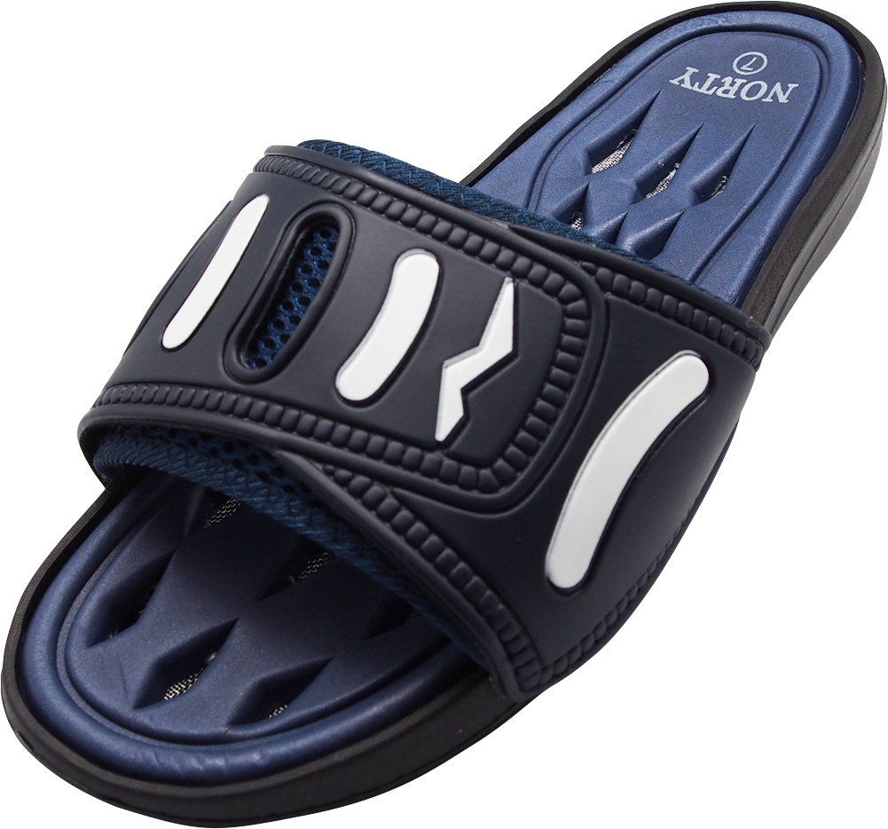 NORTY Mens Drainage Slide Sandals Adult Male Footbed Sandals Navy - image 1 of 7