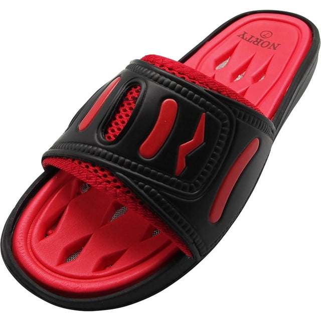 NORTY Mens Drainage Slide Sandals Adult Male Footbed Sandals Red