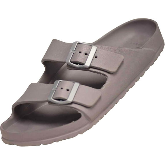 NORTY Men's Indoor Outdoor 2 Strap Adjustable Buckles Slide Sandal 41916-11D(M)US (Grey)