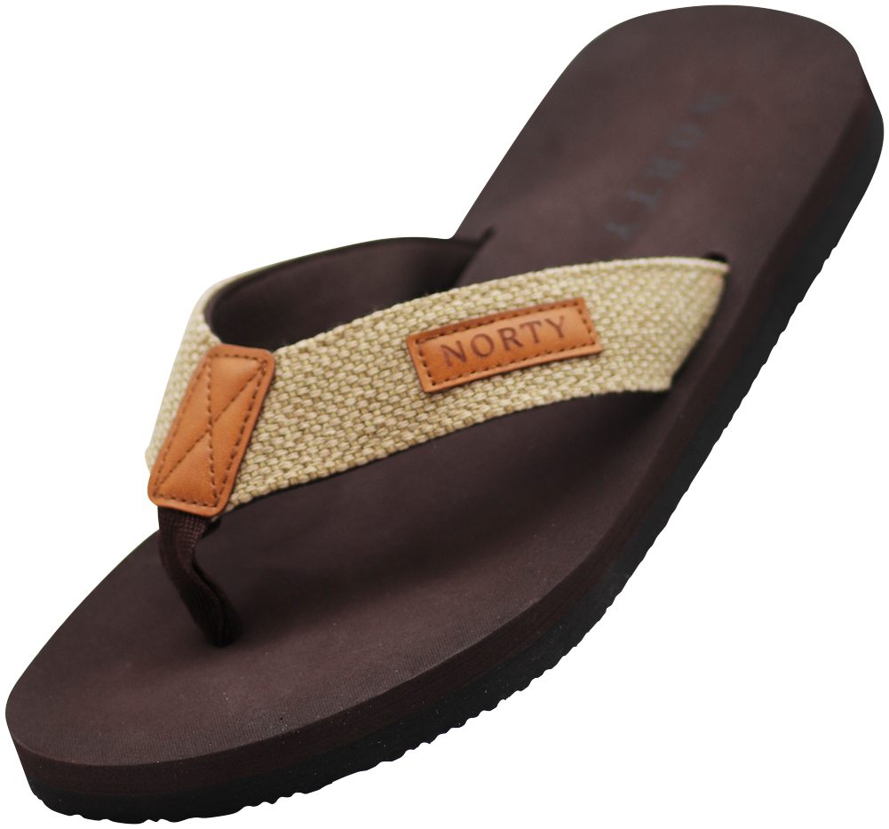 NORTY Mens Flip Flops Adult Male Beach Thong Sandals Brown Tan - image 1 of 7
