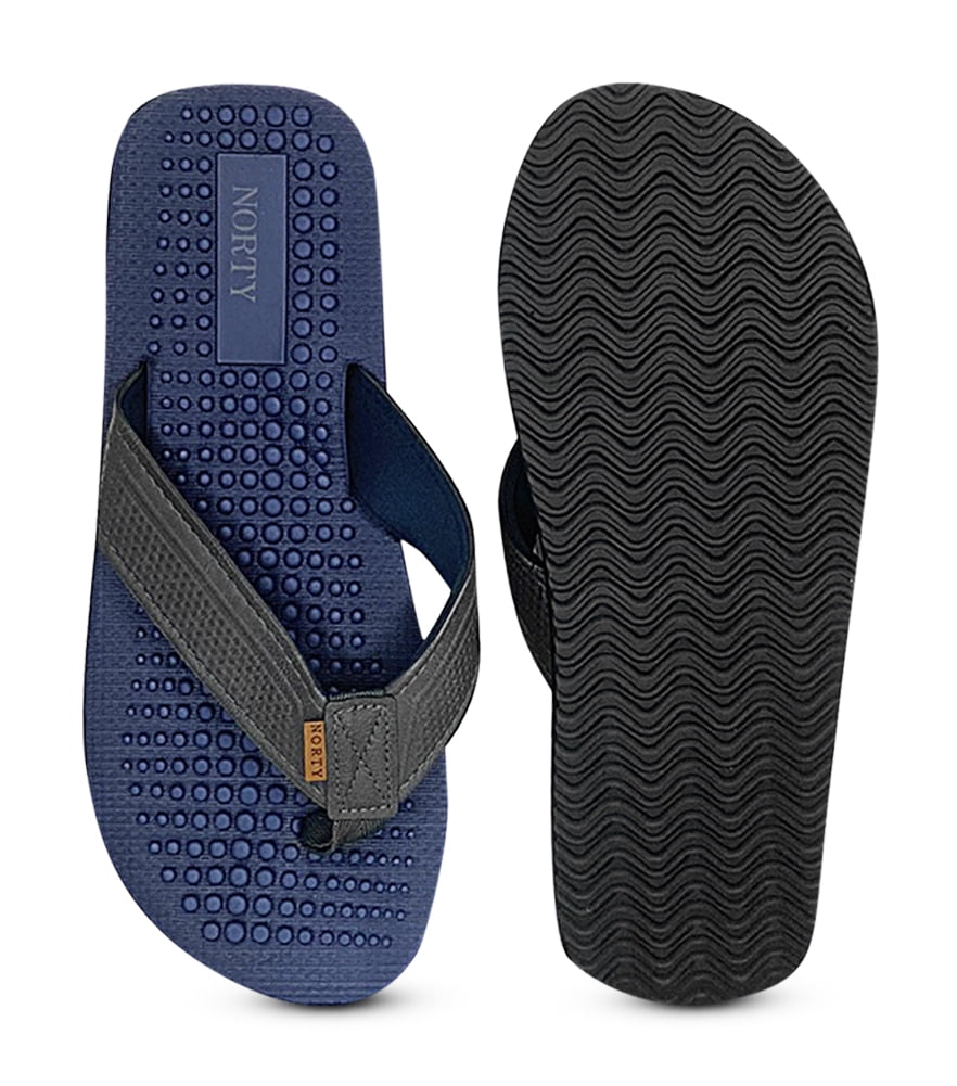 NORTY Mens Flip Flops Adult Male Beach Thong Sandals Navy Grey