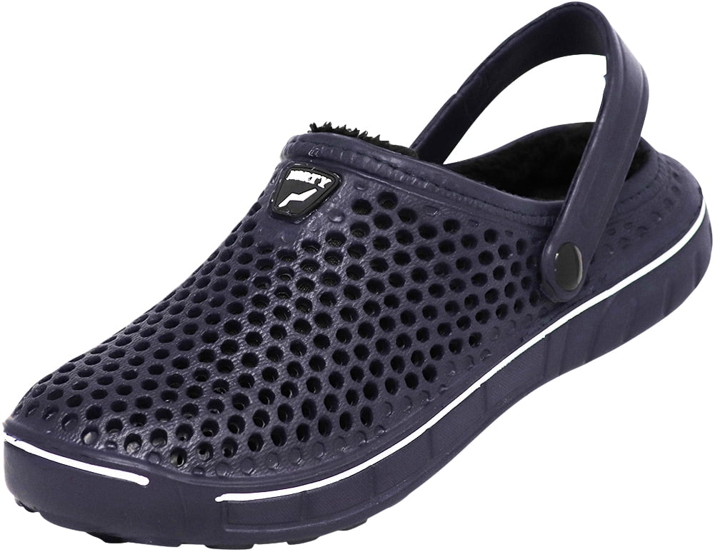 NORTY Mens Fur Lined Clogs Adult Male Flats Mules Slippers Grey