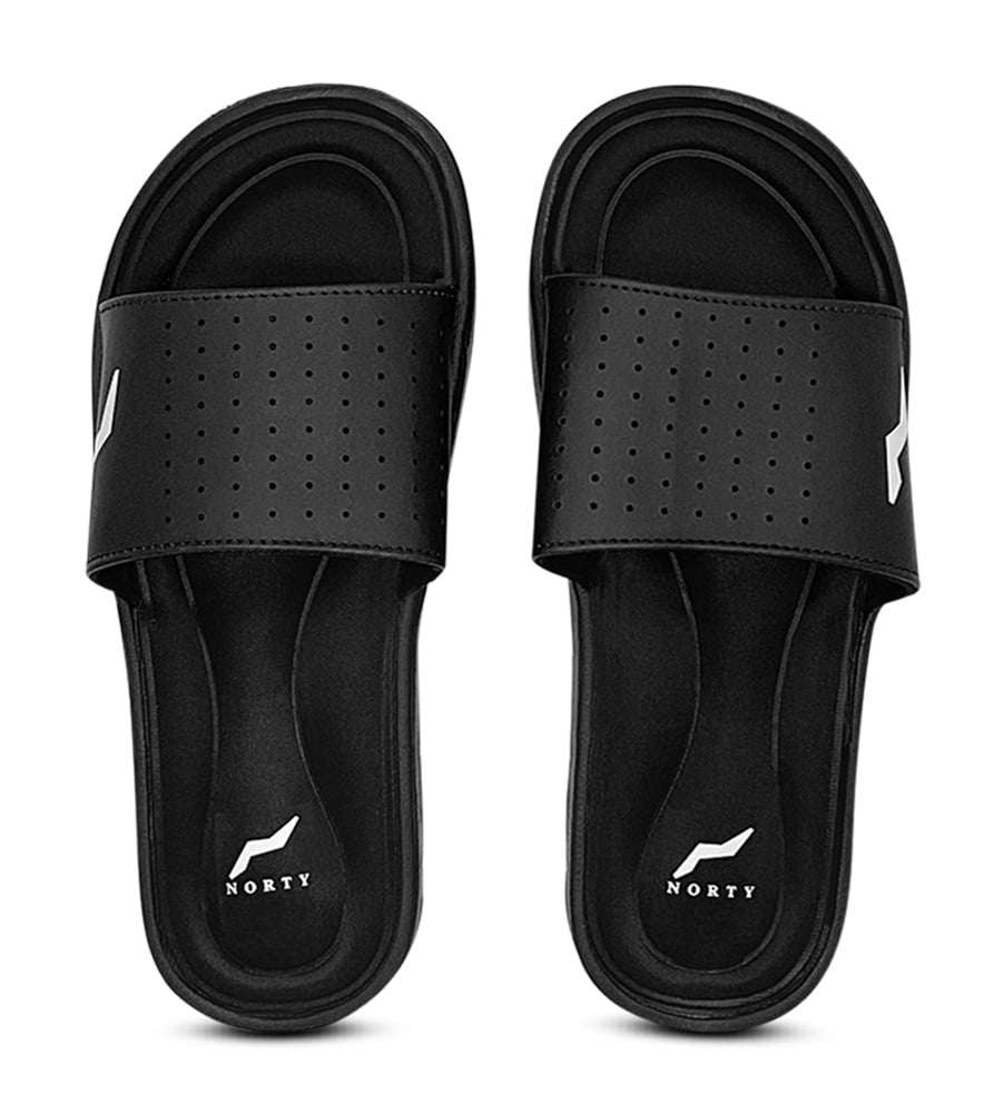 NORTY Mens Memory Foam Slides Adult Male Slide Sandals Black
