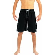 NORTY Mens Quick Dry Cargo Swim Trunks Adult Male Board Shorts Black L