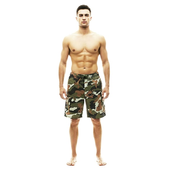 NORTY Men's Quick Dry Swim Trunks Board Shorts with Mesh Lining & Secure Cargo Pockets