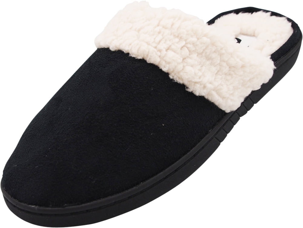 Norty Mens Slippers Memory Foam Mule and Clog Slippers Faux Suede