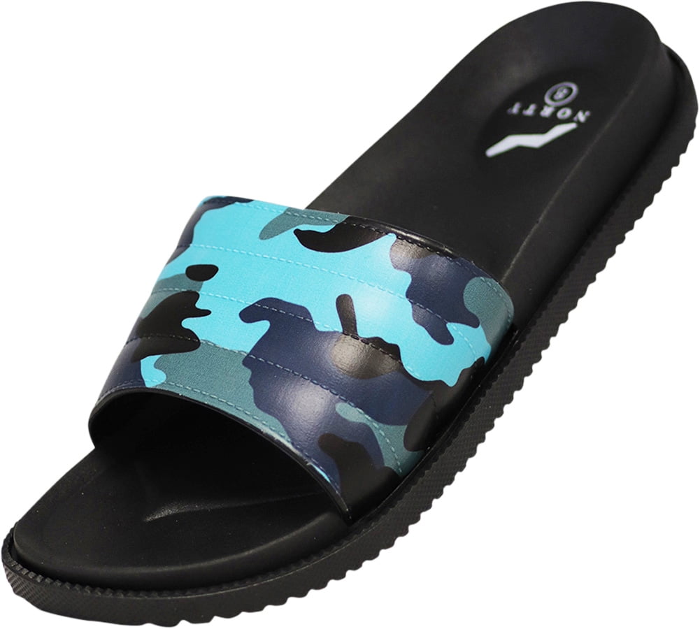 NORTY Mens Slide Sandals Adult Male Summer Flip Flops Blue Camo ...