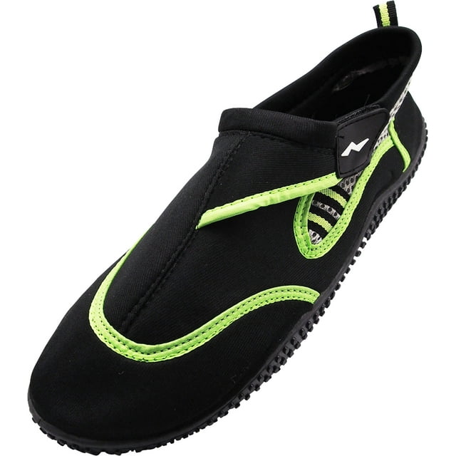 NORTY Mens Water Shoes Adult Male Aqua Socks Black Lime 8 - Runs 1 Size Small