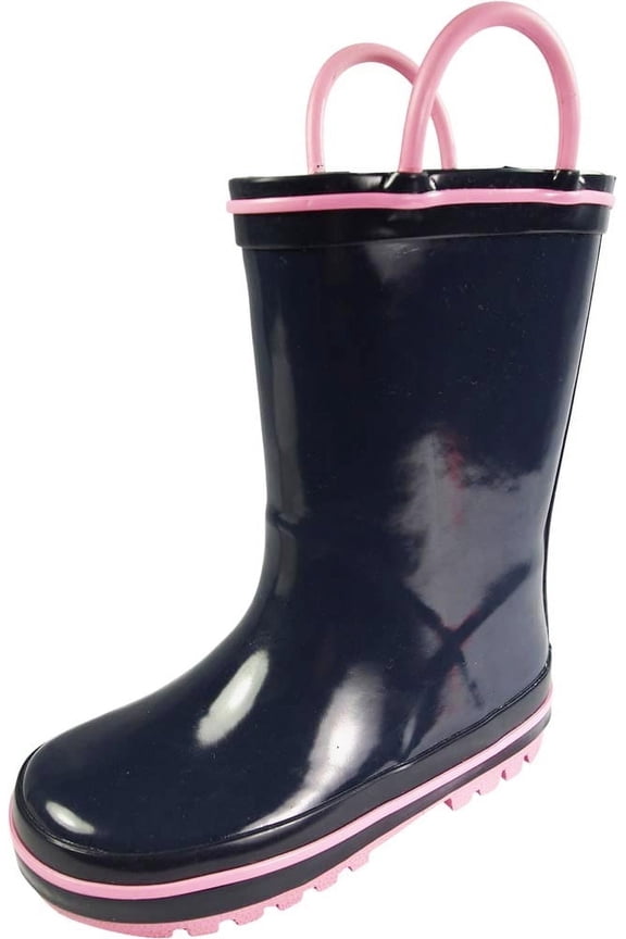 NORTY Rubber Rain Boots for Kids Boys Girls Waterproof Solid Printed Mid-Calf