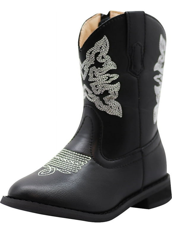 NORTY Toddler Boys & Girls Western Boots Classic Cowboy Style with Side Zip & Stitching