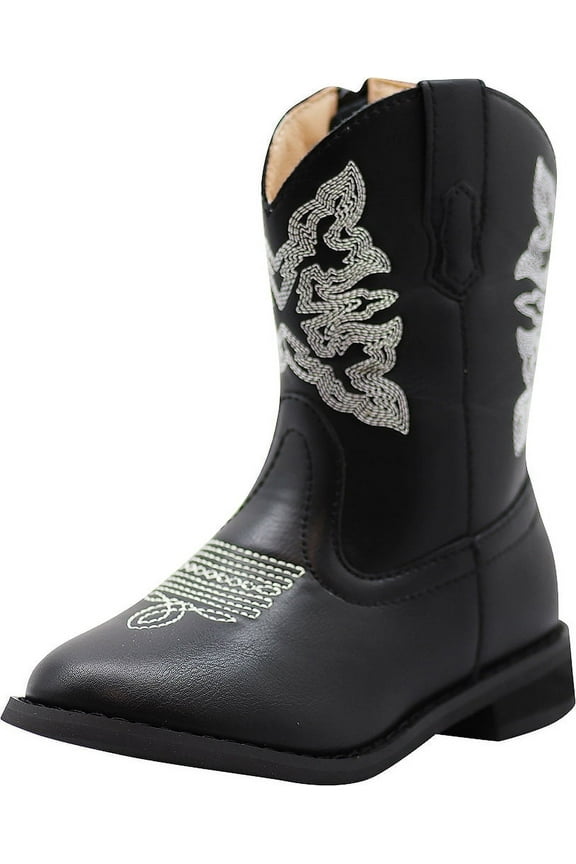 NORTY Toddler Boys & Girls Western Boots Classic Cowboy Style with Side Zip & Stitching