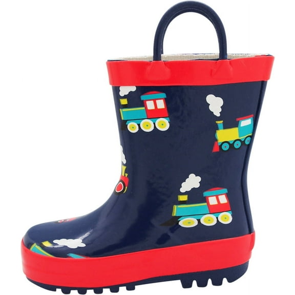 NORTY Boys Girls Toddler and Kids' Waterproof Rain Boots Easy-On Handles Slip Resistant