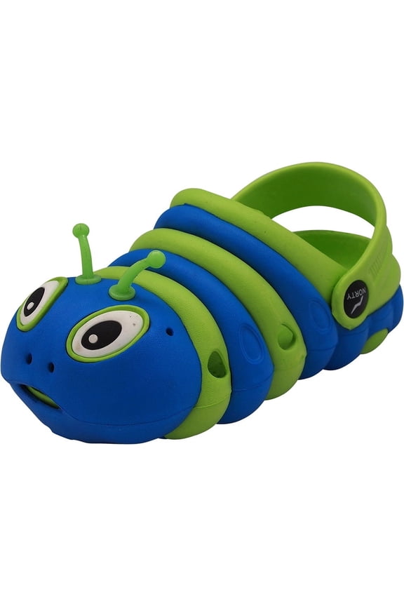 NORTY Toddler Unisex Clogs Fun Caterpillar Bug Shoes for Kids with Comfortable Back Strap