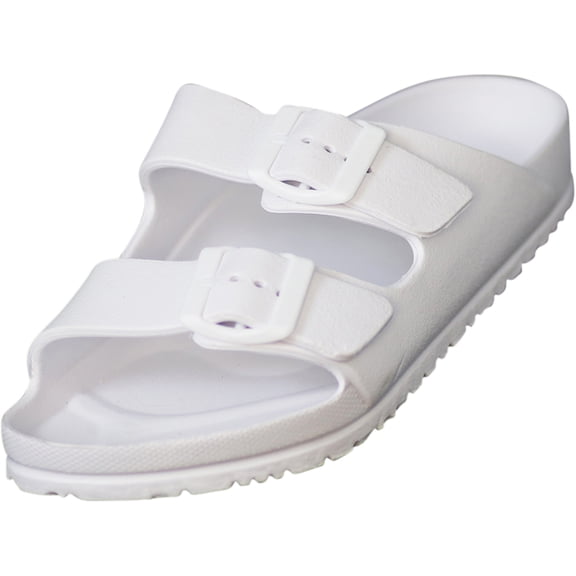 NORTY Women's Indoor Outdoor 2 Strap Adjustable Buckles Slide Sandal 41955-11B(M)US (White)