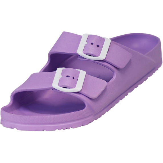 NORTY Women's Indoor Outdoor 2 Strap Adjustable Buckles Slide Sandal 41976-6B(M)US (Purple)