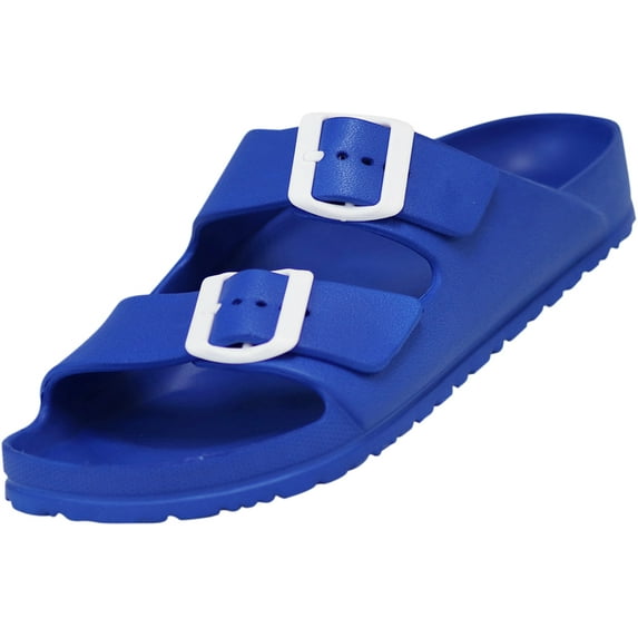 NORTY Women's Indoor Outdoor 2 Strap Adjustable Buckles Slide Sandal 41977-10B(M)US (Royal)