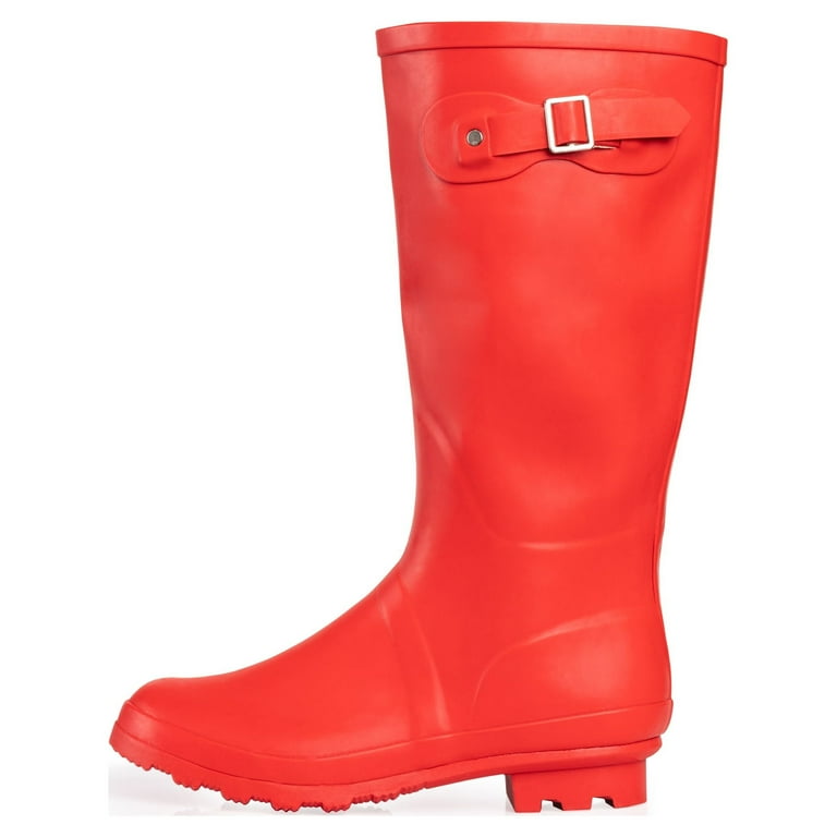 Norty Women s Hurricane Wellie Rain Boots Waterproof High Calf Length 13 inch Rubber Winter Spring and Garden Boots Runs 1 2 size large