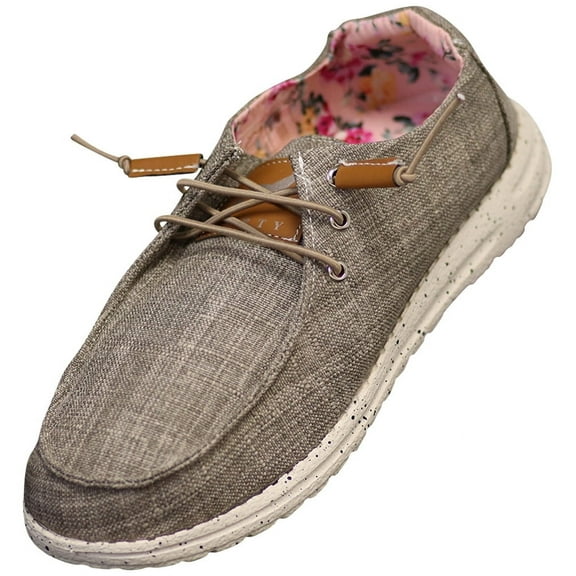 NORTY Womens Boat Shoes Slip On Loafers Canvas Casual Walking Lace Up Sneakers