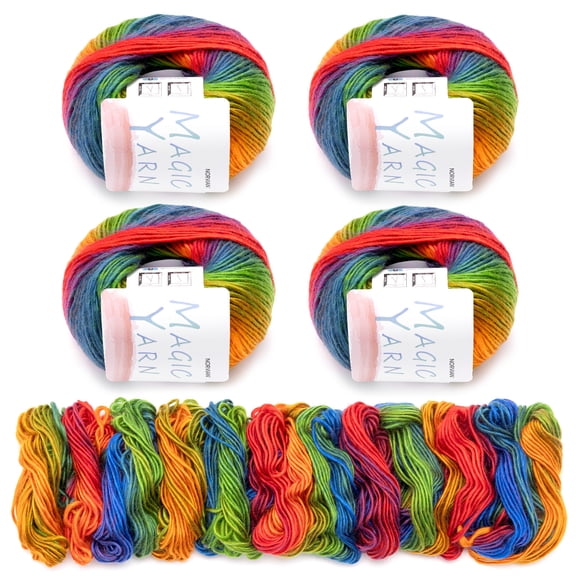 NORVIAN 4 Skeins 100% Acrylic Vibrant Ombre Yarn, #4 Worsted, Each 50g(1.76oz),120m(131yds),Rainbow Ombre