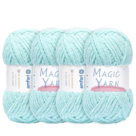 NORVIAN Soft Chenille Yarn, Worsted, 100% Polyester, Morandi Solid Colors, Blue, 4 Skeins