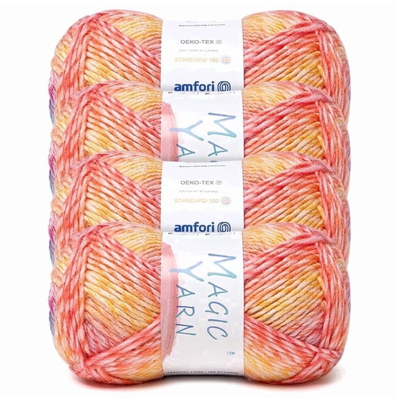 NORVIAN 4 Skeins Variegated Medium Acrylic Yarn,#4 Worsted, Skin Friendly, 100g (3.5oz), 170m (186yds),Mango