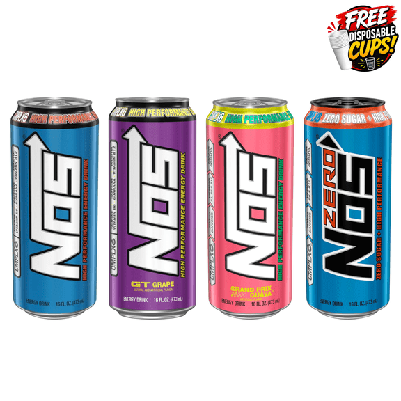 NOS Energy Drink Variety Pack 16 fl oz 24 Cans 6 Each Guava Zero Grape Original