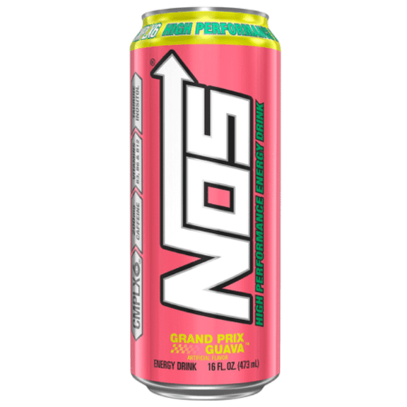 NOS High Performance Energy Drink Grand Prix Guava 16 ounce (Pack of 16)
