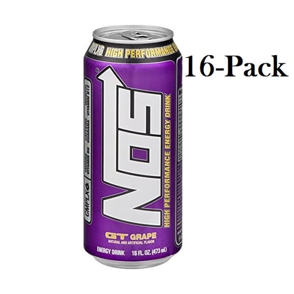NOS Grape High Performance Energy Drink 16 oz Cans - Pack of 24
